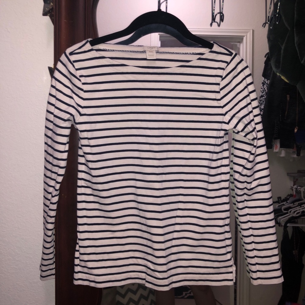 J. Crew Factory Boat Neck Striped Long Sleeve